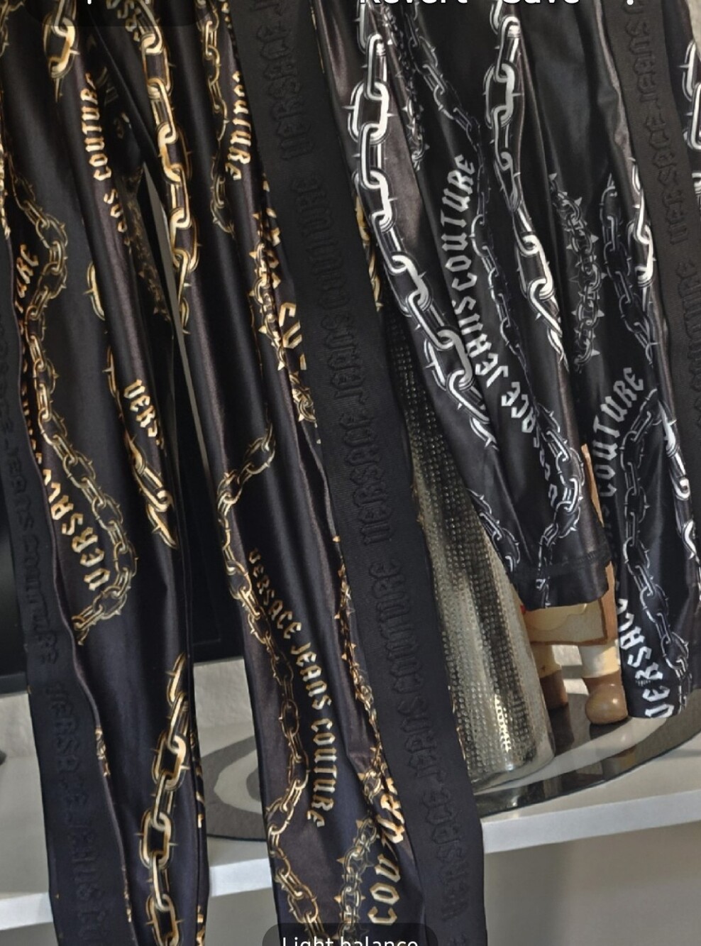 Versace Leggings Two Pairw/Gold & Silver Chain Motif Sz 6 Versace Jeans Couture - Picture 4 of 7